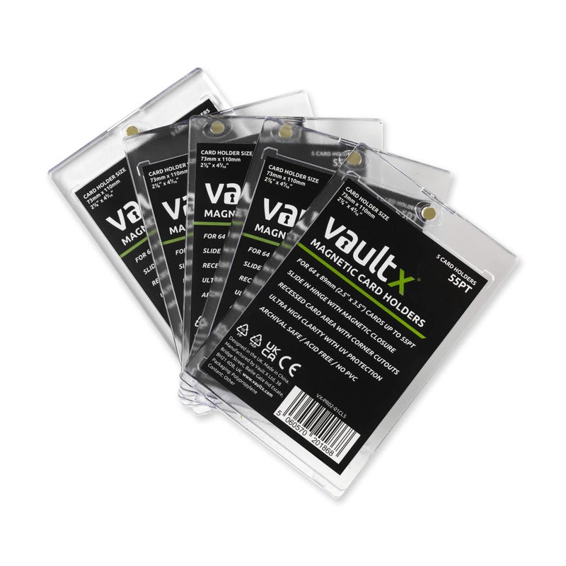 Vault X Magnetic Card Holders 55pt for Trading Cards  One Touch Hard Cases with UV Protection  Clear Display for Collectible Card Games  Sports  TCG (5 Pack) - Image 3